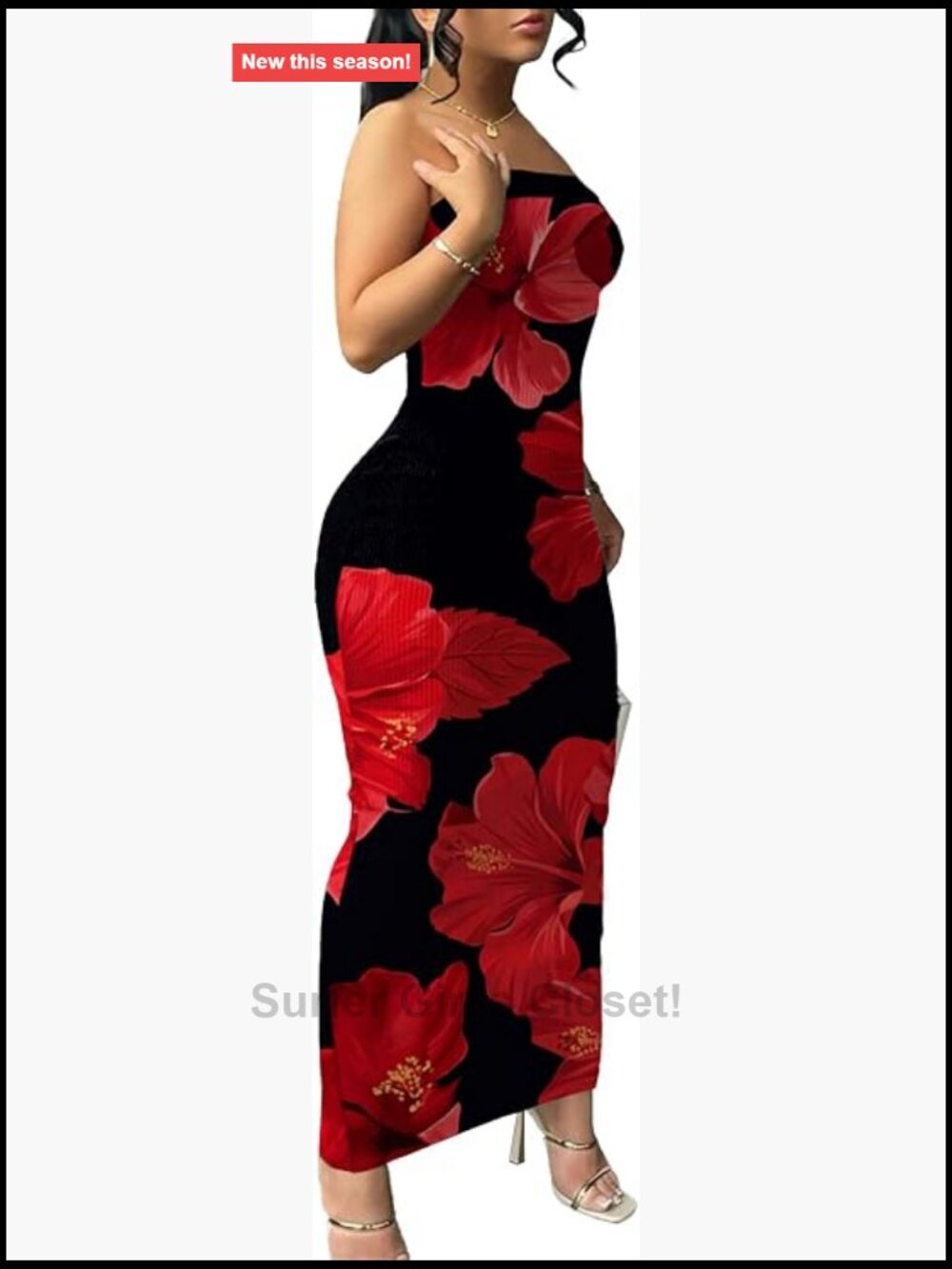 Women's Strapless Bodycon Maxi Dress Ribbed Knit Tube Party Long Dress
